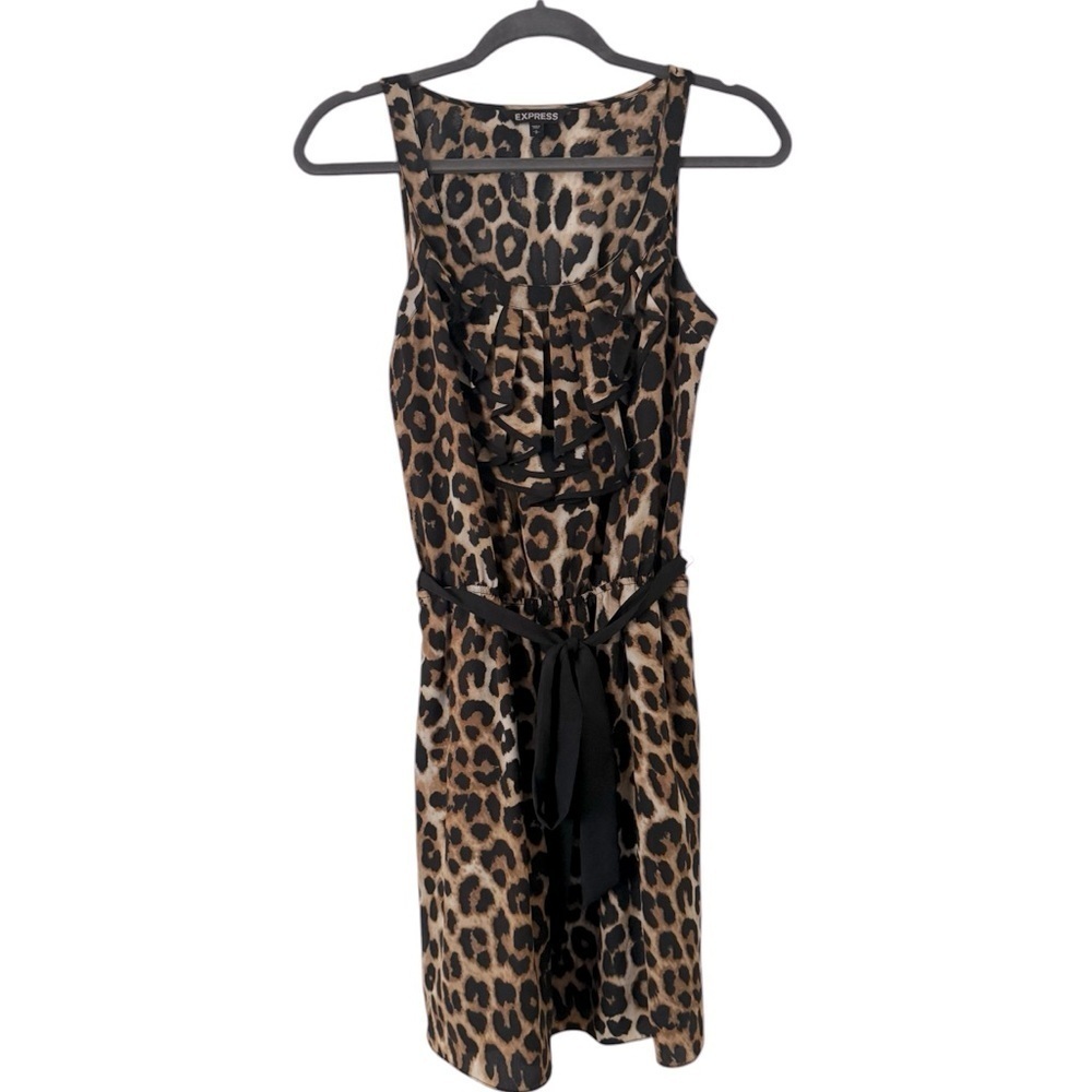 Express Leopard Print Ruffle Dress